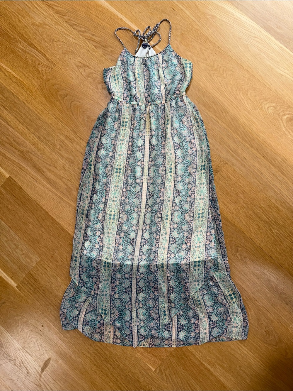 American Eagle Outfitters Teal and Cream Floral Maxi Dress